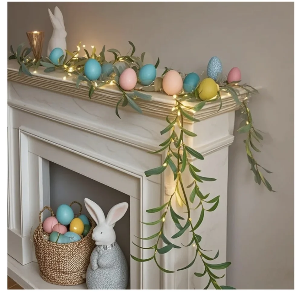 Lighted Artificial Olive garland 6ft 96LEd Fairy Lughts Battery Operated Faux V